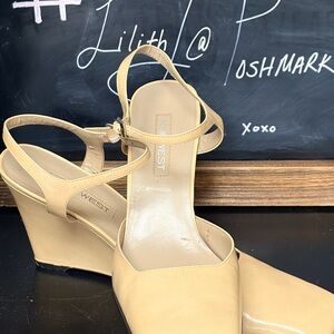 Wedge sling backs PU Leather